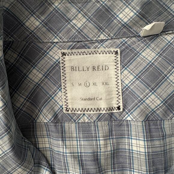 Billy Reid Standard Cut Plaid Oxford Button Down Oxford White Blue Shirt M - Picture 5 of 9